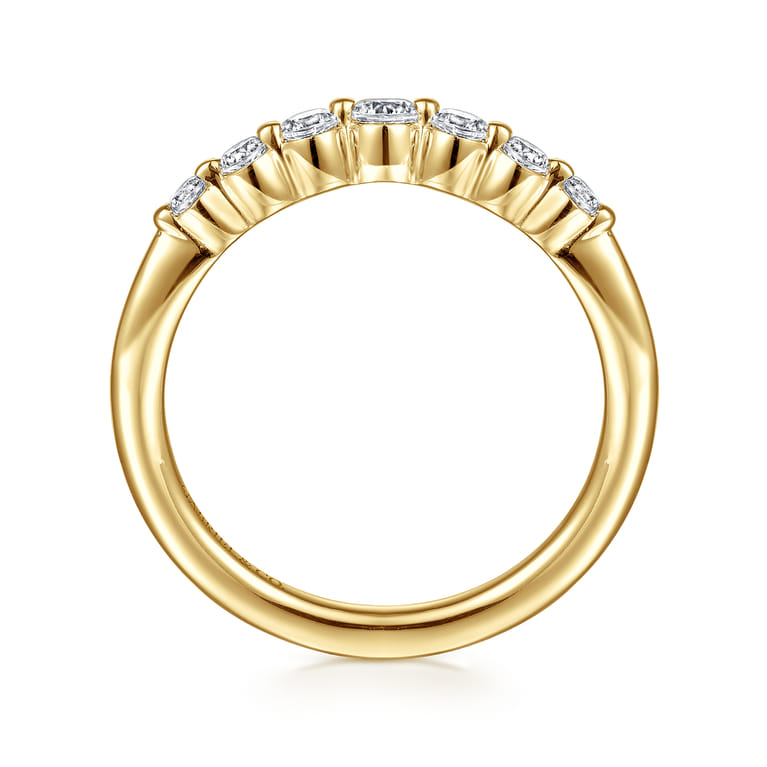 Curved Wedding Ring in 14k Yellow Gold with  Natural Diamond at Gabriel & Co. - Shot 2