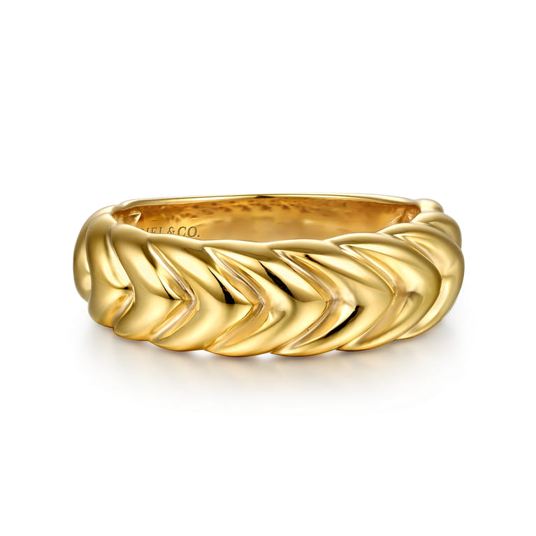 14K Yellow Gold Shrimp Bold Stackable Cigar Band - Shot 1