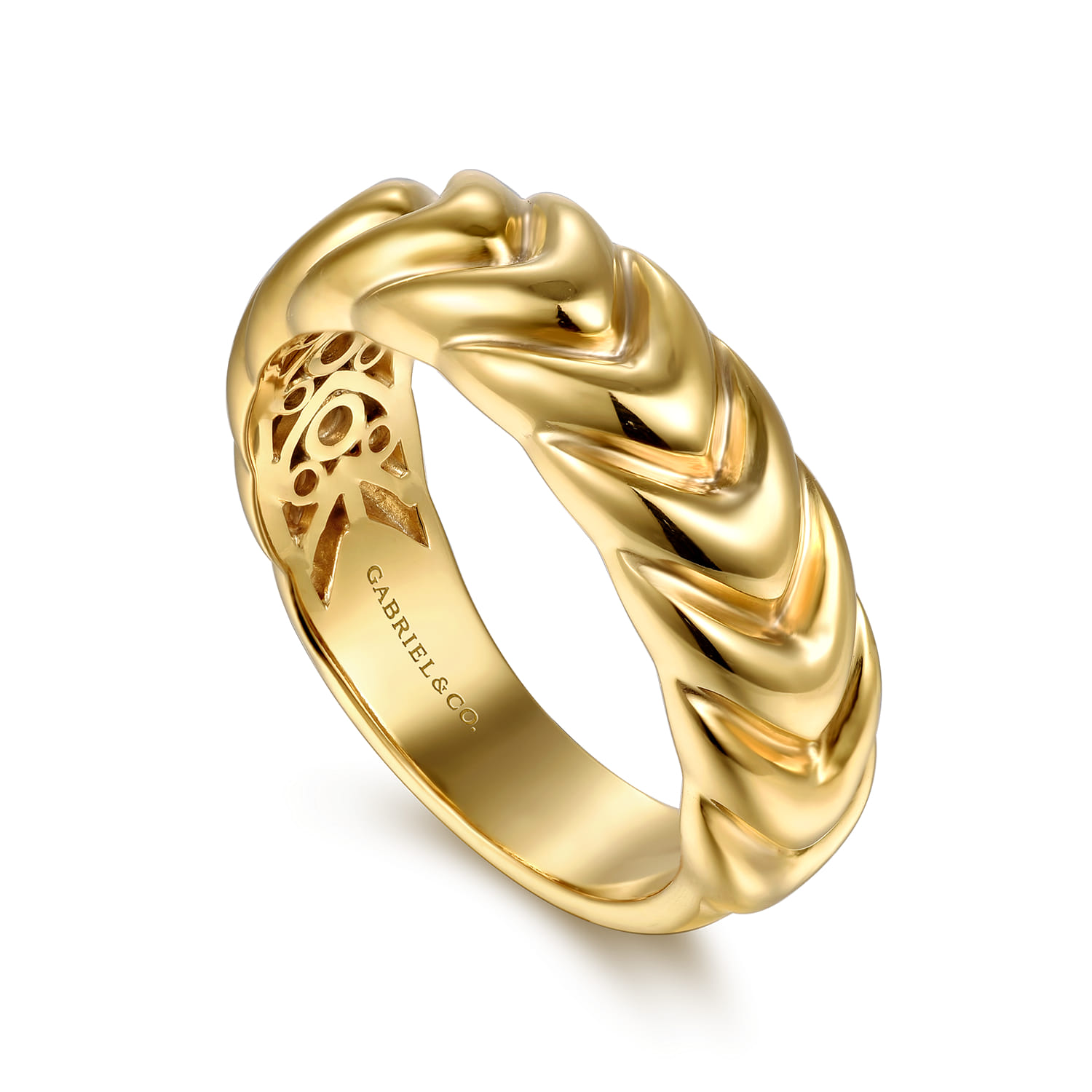 14K Yellow Gold Shrimp Bold Stackable Cigar Band