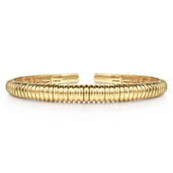 14K Yellow Gold Shrimp Cuff Bangle Bracelet