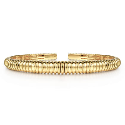 14K Yellow Gold Shrimp Cuff Bangle Bracelet