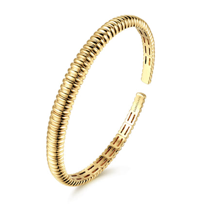 14K Yellow Gold Shrimp Cuff Bangle Bracelet