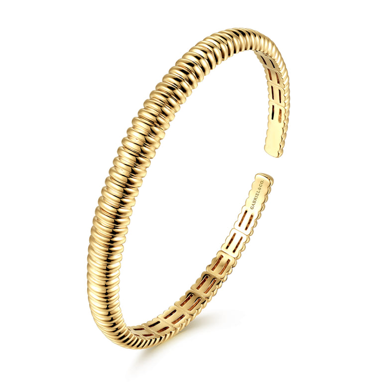 14K Yellow Gold Shrimp Cuff Bangle Bracelet - Shot 2