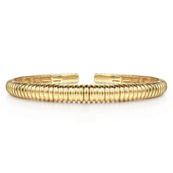 14K Yellow Gold Shrimp Open Bangle