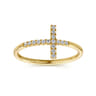 14K Yellow Gold Sideways Cross Diamond Ring - 0.11 ct