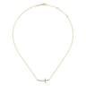 14K Yellow Gold Sideways Curved Diamond Cross Necklace - 0.17 ct