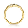 14K Yellow Gold Sideways Diamond Cross Ring - 0.13 ct