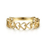 14K Yellow Gold Sideways Heart Stackable Ring
