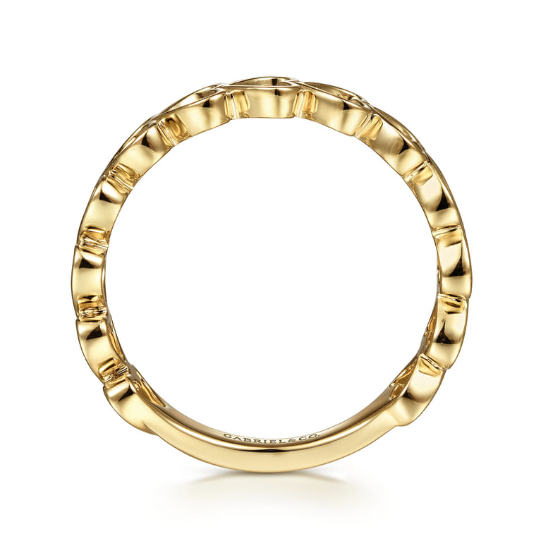 14K Yellow Gold Sideways Heart Stackable Ring - Shot 2