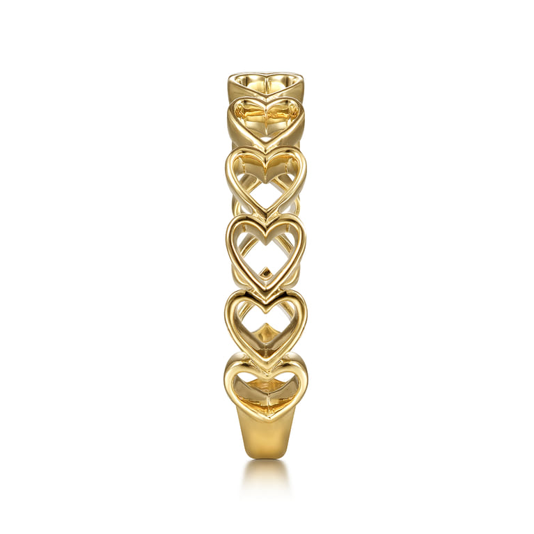 14K Yellow Gold Sideways Heart Stackable Ring - Shot 4
