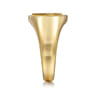 14K Yellow Gold Signet Mens Ring in Sand Blast Finish