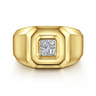 14K Yellow Gold Signet Ring with Princess Cut Diamonds - 0.49 ct