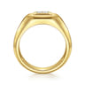 14K Yellow Gold Signet Ring with Princess Cut Diamonds - 0.49 ct