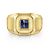 14K Yellow Gold Signet Ring with Princess Cut Sapphires