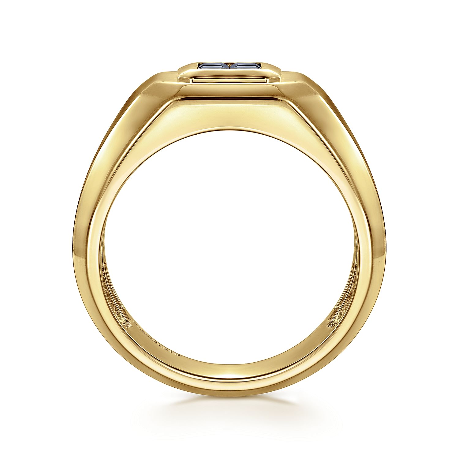 14K Yellow Gold Signet Ring with Princess Cut Sapphires