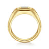 14K Yellow Gold Signet Ring with Princess Cut Sapphires