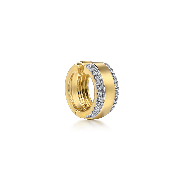 14K Yellow Gold Single Diamond Ear Cuff - 0.16 ct - Shot 2