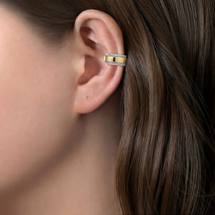 14K Yellow Gold Single Diamond Ear Cuff