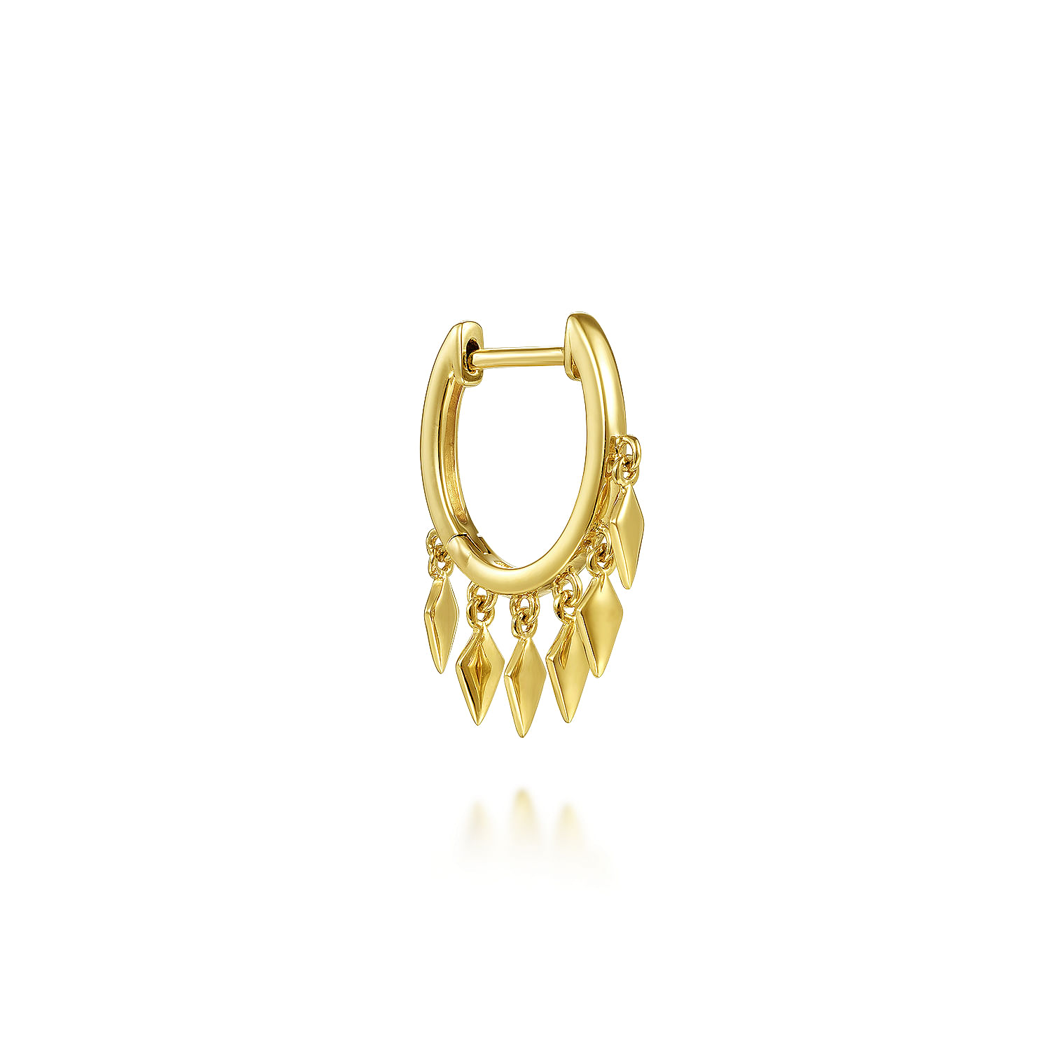 14K Yellow Gold Single Huggie with Spear Drops - Shot 1