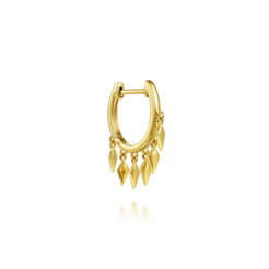 14K Yellow Gold Single Huggie with Spear Drops