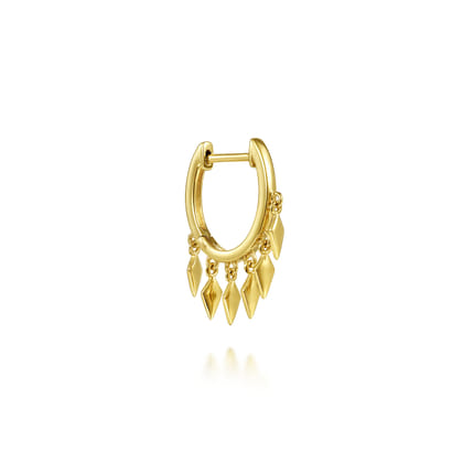 14K Yellow Gold Single Huggie with Spear Drops
