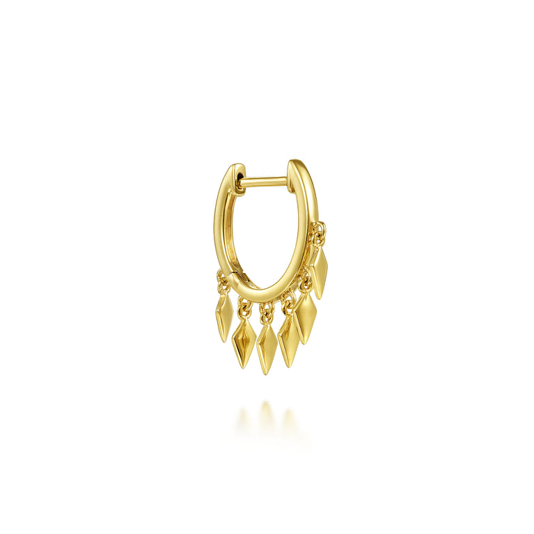 14K Yellow Gold Single Huggie with Spear Drops - Shot 1