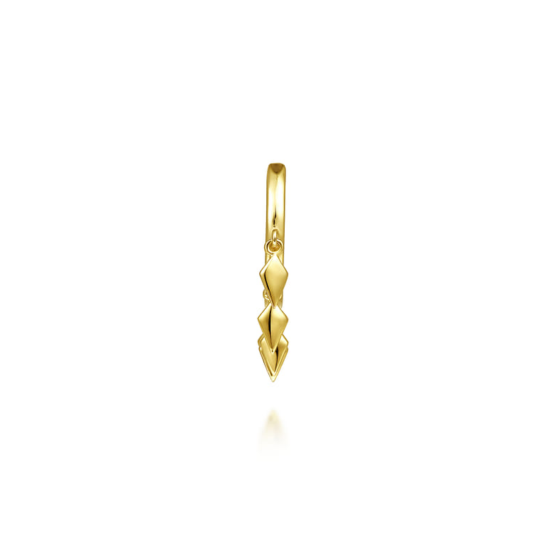 14K Yellow Gold Single Huggie with Spear Drops - Shot 2