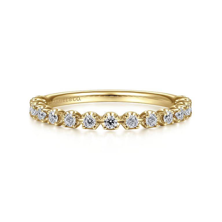 14K Yellow Gold Single Prong Diamond Band - 0.25 ct - Shot 1