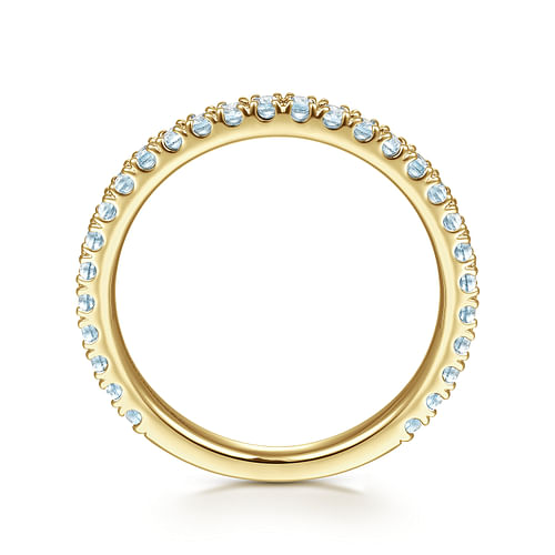 14K Yellow Gold Sky Blue Topaz Stackable Ring - Shot 2