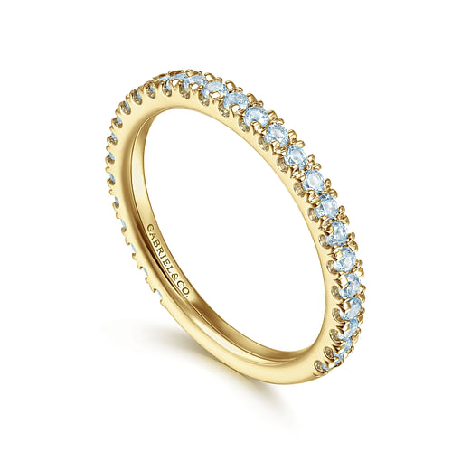 14K Yellow Gold Sky Blue Topaz Stackable Ring - Shot 3