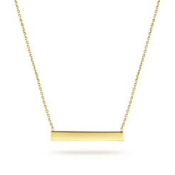 14K Yellow Gold Smooth Bar ID Necklace