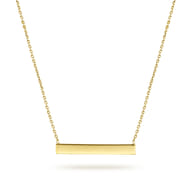 14K Yellow Gold Smooth Bar ID Necklace
