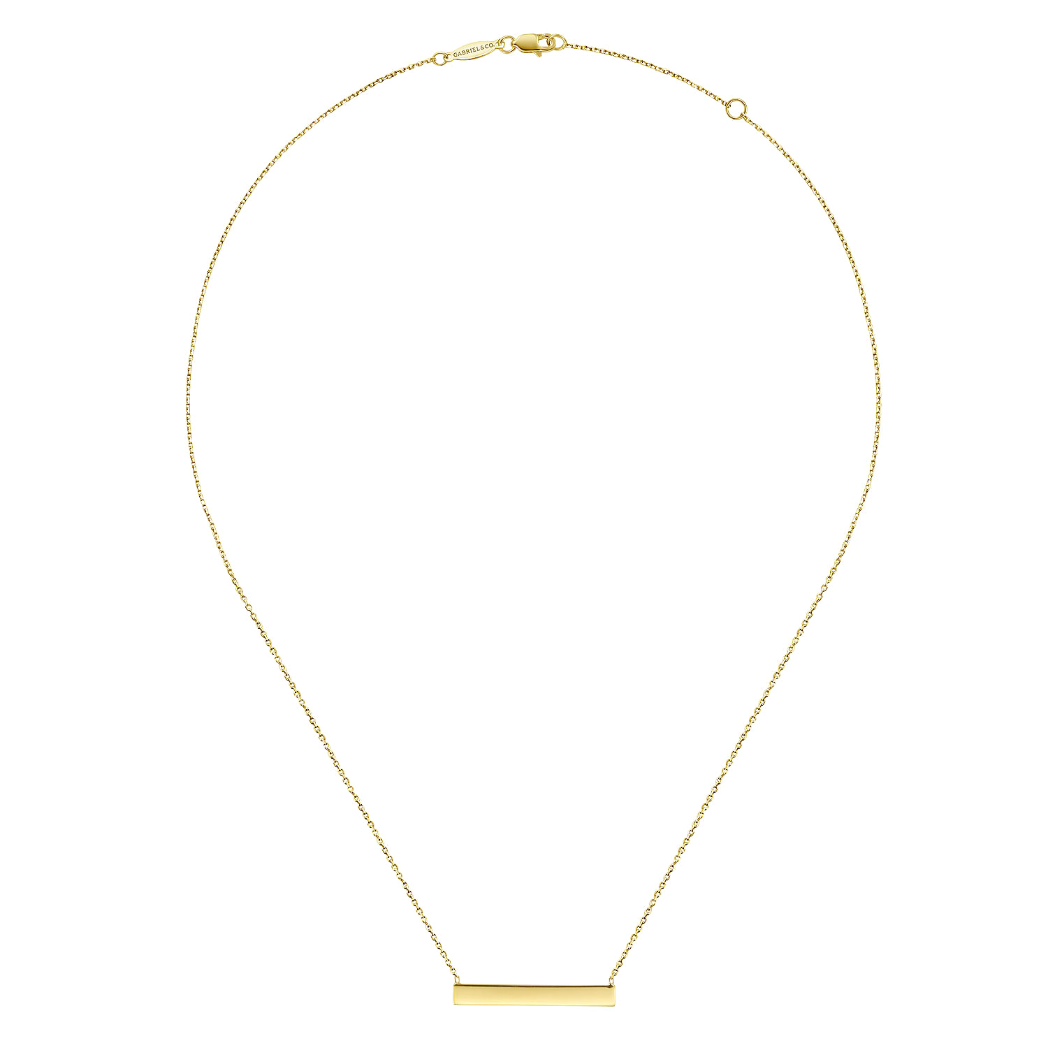 14K Yellow Gold Smooth Bar ID Necklace - Shot 2