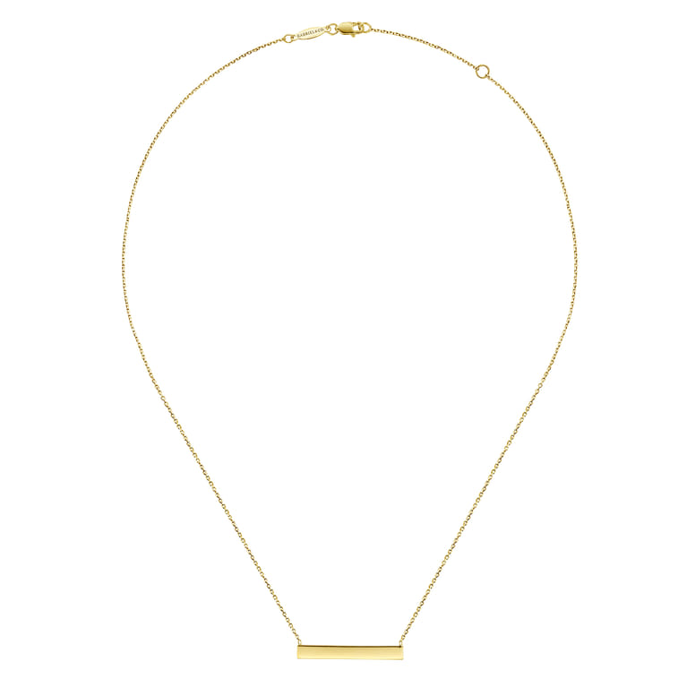 14K Yellow Gold Smooth Bar ID Necklace - Shot 2