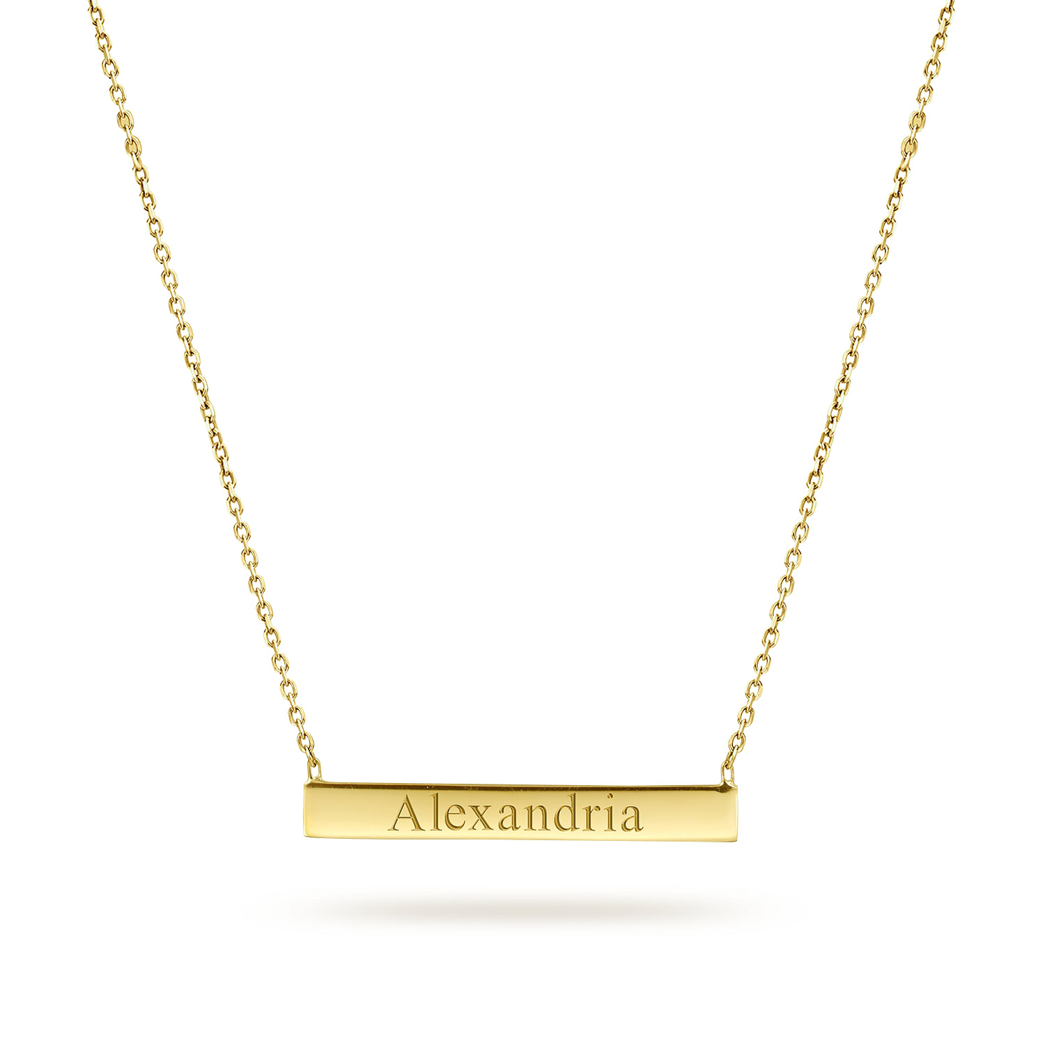 14K Yellow Gold Smooth Bar ID Necklace - Shot 4