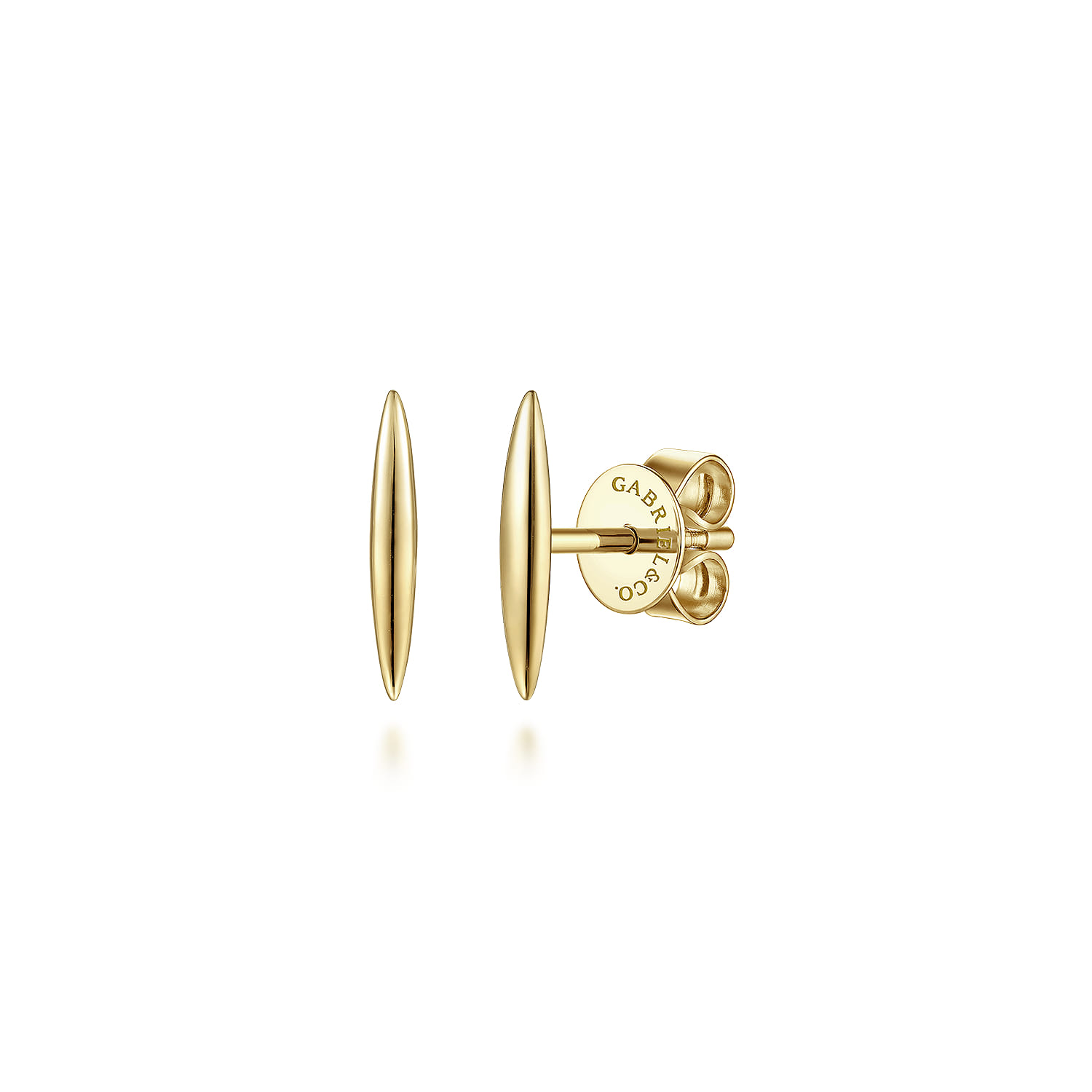 14K Yellow Gold Smooth Bar Stud Earrings - Shot 1
