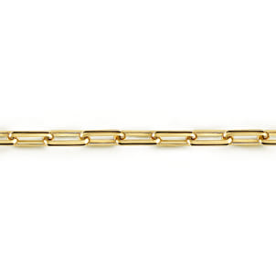 14K Yellow Gold Solid Elongated Chain Bracelet