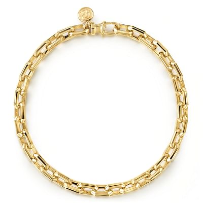 14K Yellow Gold Solid Faceted Chain Bracelet