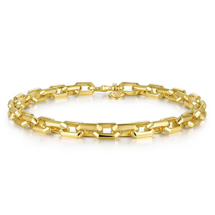 14K Yellow Gold Solid Faceted Chain Bracelet
