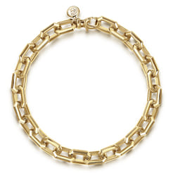 14K Yellow Gold Solid Faceted Chain Bracelet