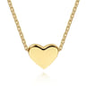 14K Yellow Gold Solid Heart Pendant Necklace