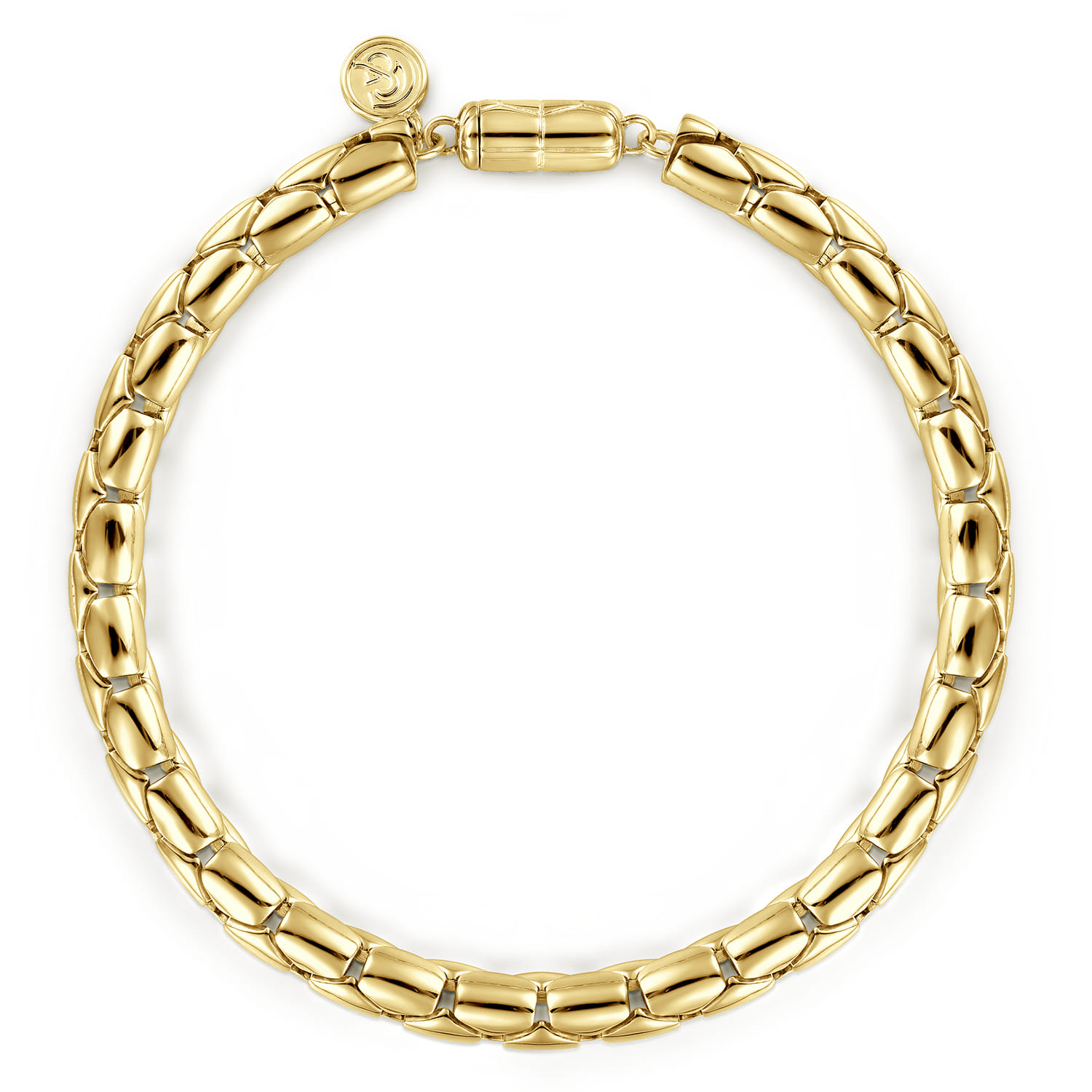 14K Yellow Gold Solid Tubular Chain Bracelet - Shot 1