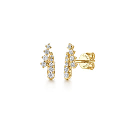 14K Yellow Gold Spike Bypass Graduating Diamond Stud Earrings