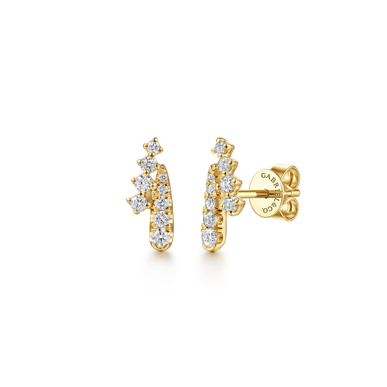 14K Yellow Gold Spike Bypass Graduating Diamond Stud Earrings - 0.3 ct - Shot 1