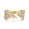 14K Yellow Gold Spike Diamond and Waterfall Bypass Ring - 0.75 ct