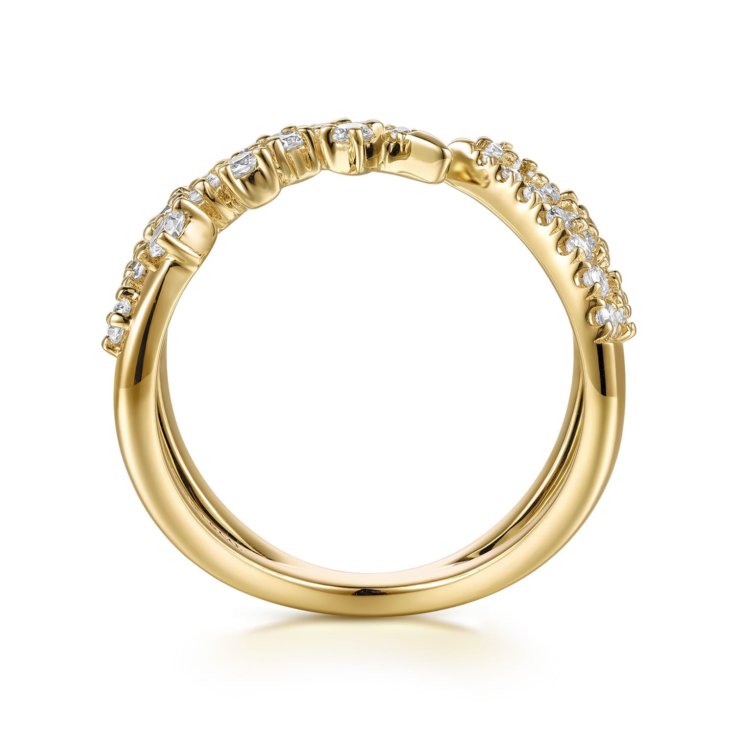 14K Yellow Gold Spike Diamond and Waterfall Bypass Ring - 0.75 ct - Shot 2