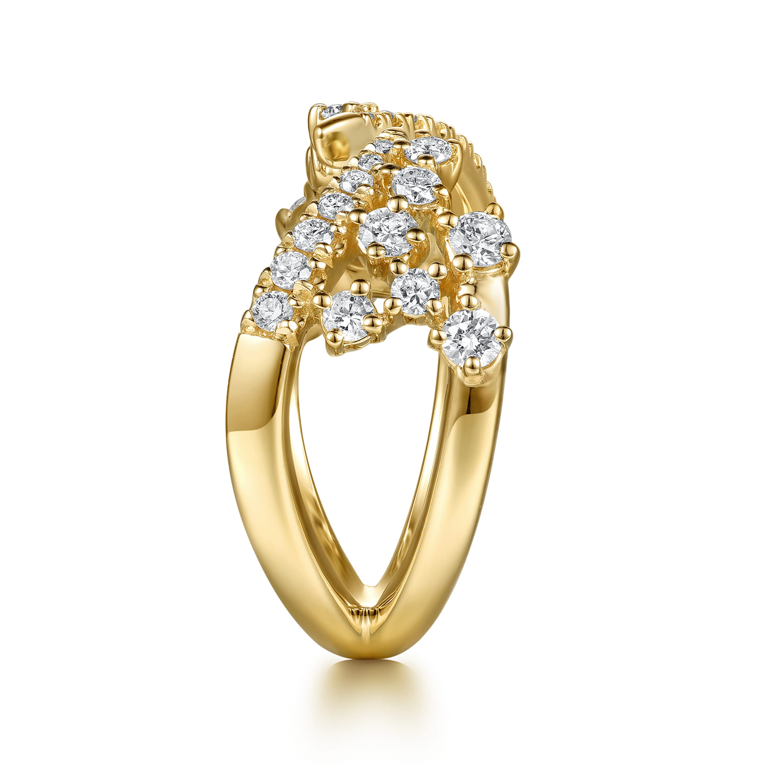 14K Yellow Gold Spike Diamond and Waterfall Bypass Ring - 0.75 ct - Shot 4