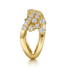 14K Yellow Gold Spike Diamond and Waterfall Bypass Ring - 0.75 ct