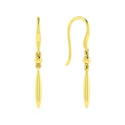14K Yellow Gold Spike Fish Wire Drop Earrings