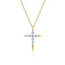 14K Yellow Gold Spike Graduating Diamond Cross Necklace - 0.35 ct
